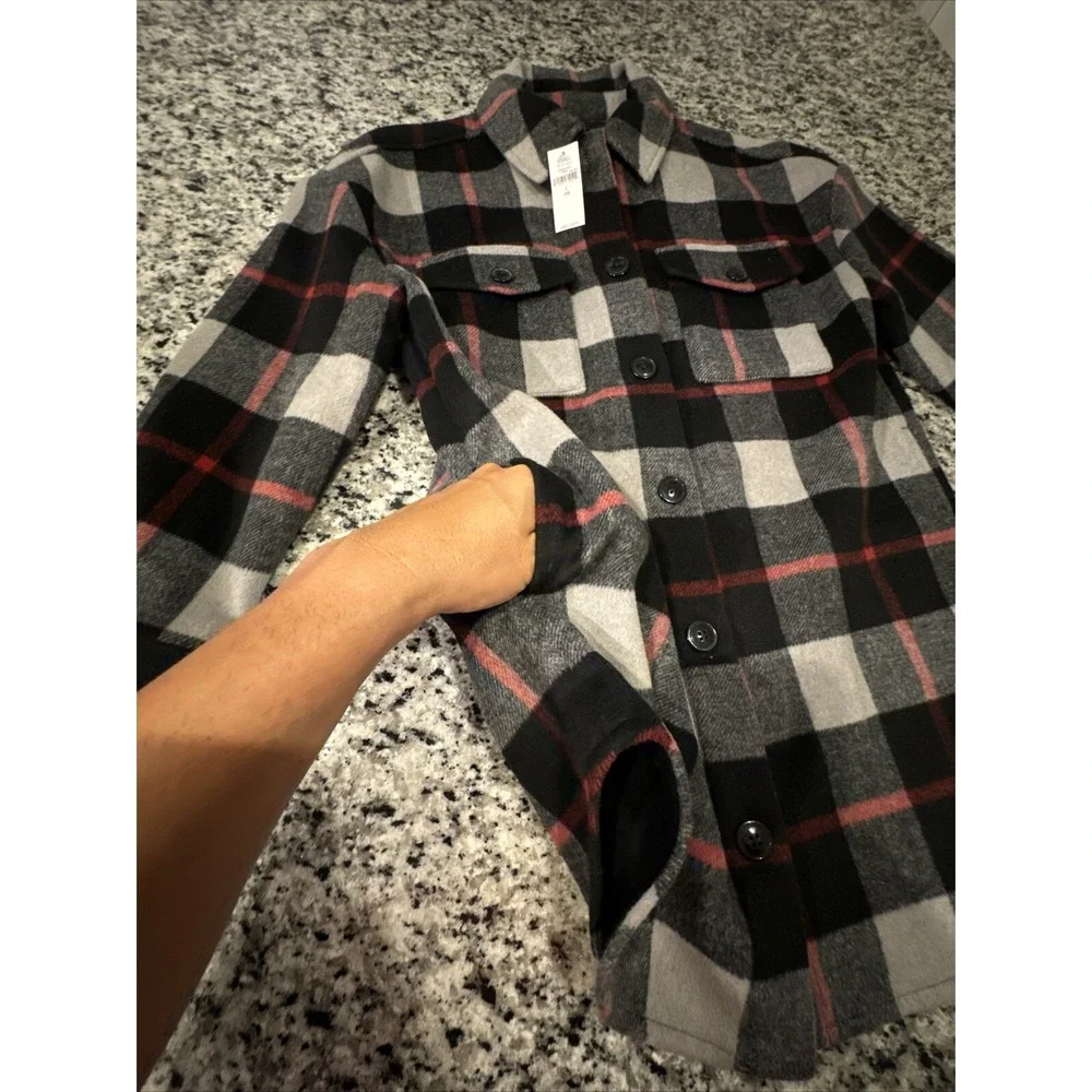 GAP KIDS BLACK Red PLAID Flannel Jacket SZ Large (10) New TAGS RETAIL‎ $88.00